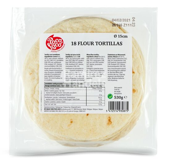18 Kviešu tortillas 15 cm